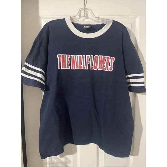 Vintage The Wallflowers Shirt Sz L Navy Blue Giant Band Tee 90s Rock - Picture 1 of 6